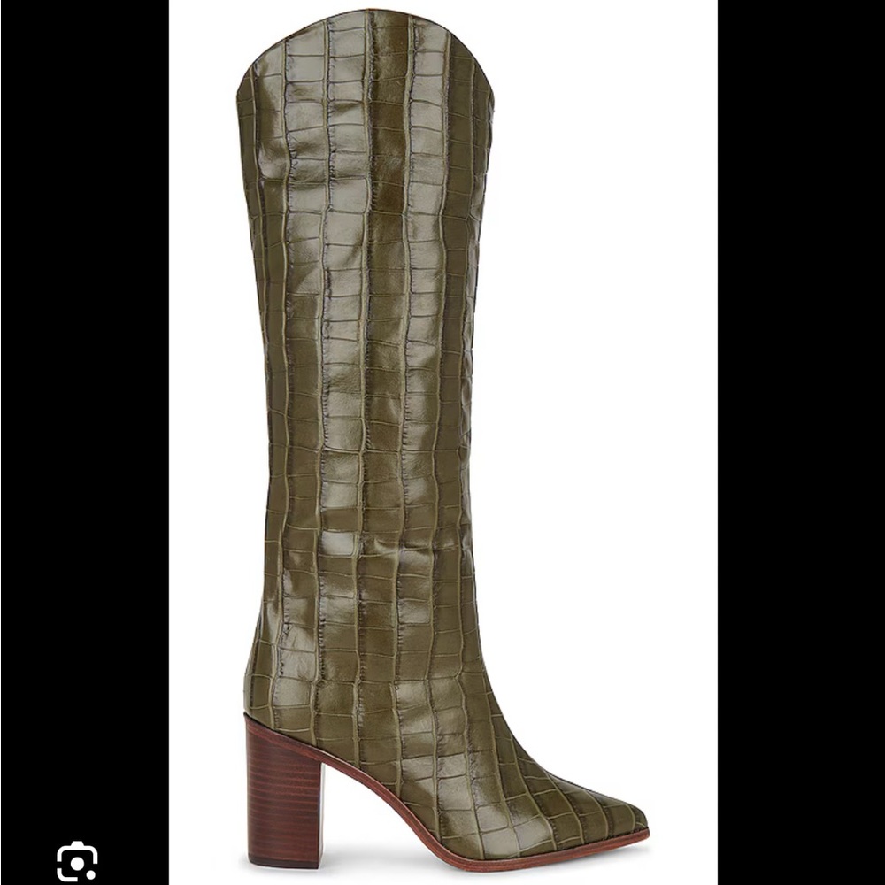 SCHUTZ - Maryana Block Boot Green Croc *LIKE NEW*